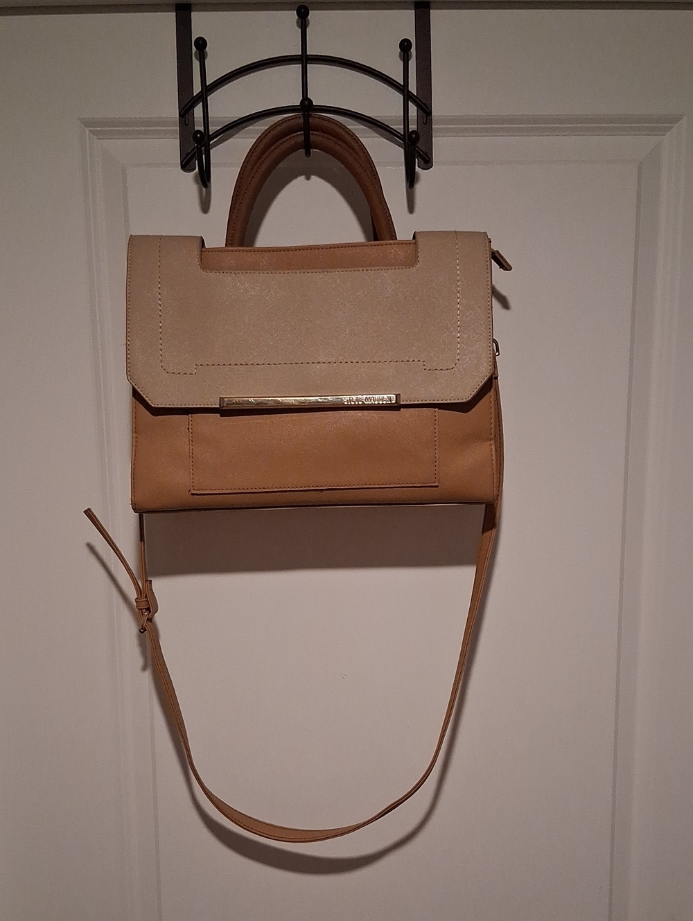 Steve Madden Tan Structured Top-Handle Satchel Bag